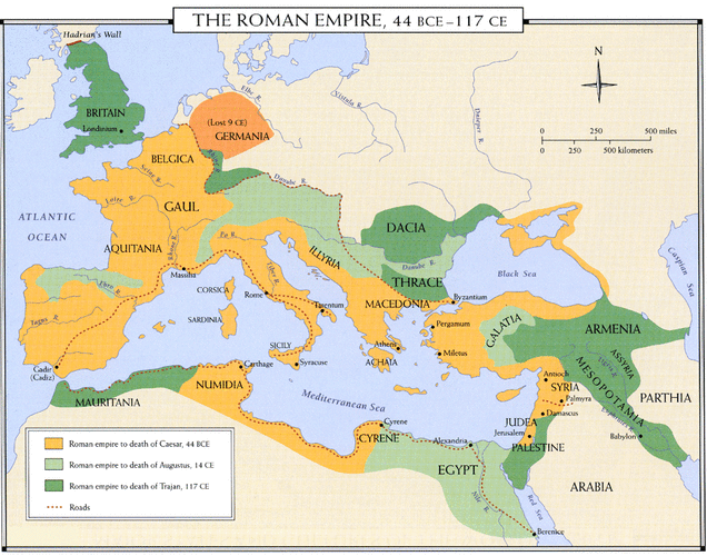 roman empire map east and west history, facts