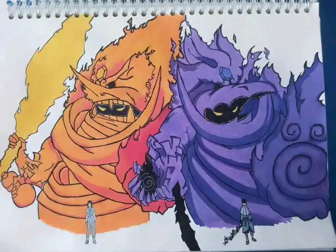 火影忍者,宇智波兄弟的须佐能乎!手绘