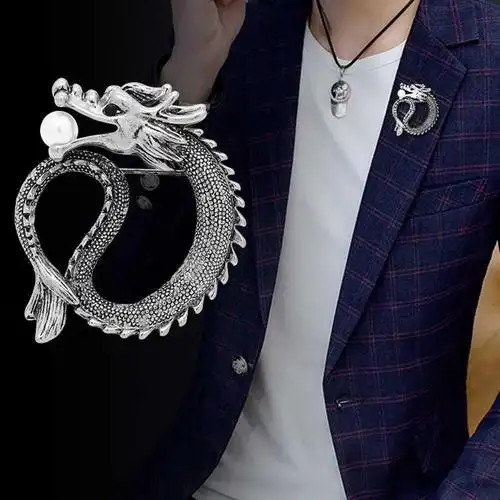 胸针男士大西套装中国徽章西装龙形领针霸气胸针