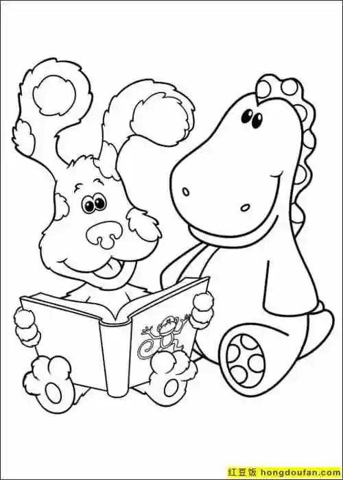 的蓝色斑点狗卡通涂色幼儿填色图片免费下载-红豆饭小学生简笔画大全