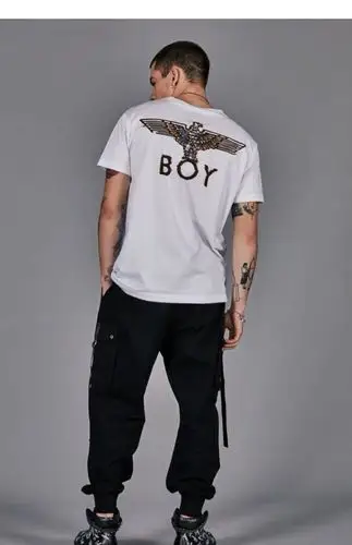 boylondon英版简约飞鹰印花短袖t恤男女情