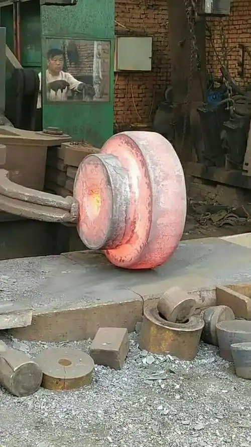 刚烧红的大铁块!