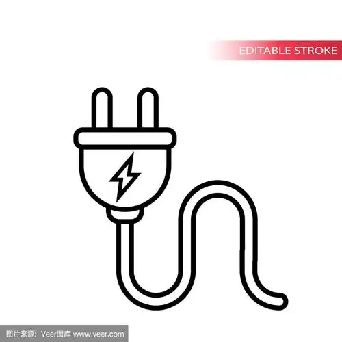 电缆,计算机图标,细的,矢量,电插头