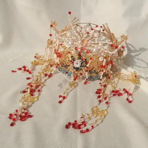 手工华丽重工凤冠头饰秀禾服新娘结婚中式婚礼发冠皇后大婚 凤于九天