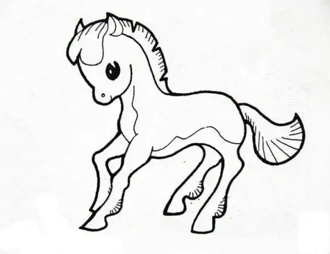 简笔画儿童画图片天宫骏马儿童绘画图集 小马简笔画帅气的马简笔画图