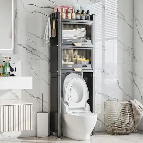 卫生间马桶置物架上方多层落地式高档收纳柜厕所抽水智能浴室架子