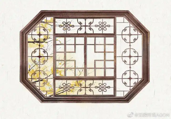 唯美的古风窗户插画,真的好看极了!!图|@无敌阿贡agon