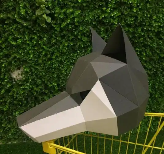 大灰狼头套 创意纸面具狼人大灰狼头套化妆舞会派对表演动物道具万圣