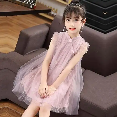 超洋气女童公主裙夏天国民风女童装儿童粉色连衣裙仙女超仙夏公主