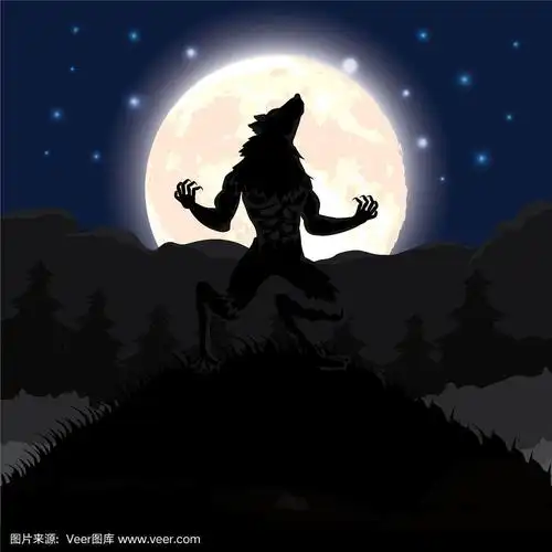 万圣节黑夜场景与狼人