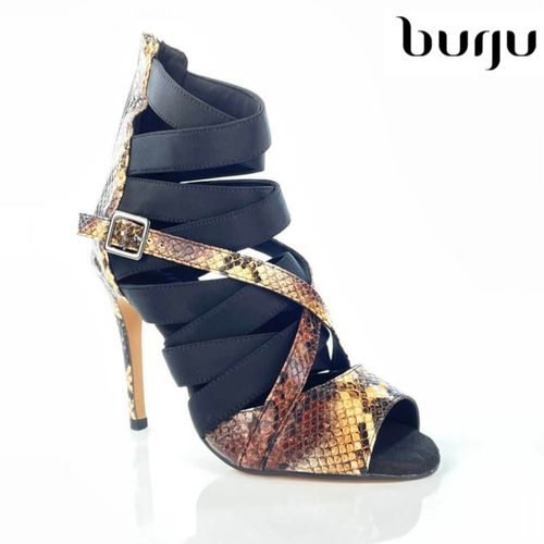 burju-stay strapped蛇纹高跟爵士短靴,heels高跟鞋,拉丁舞蹈鞋