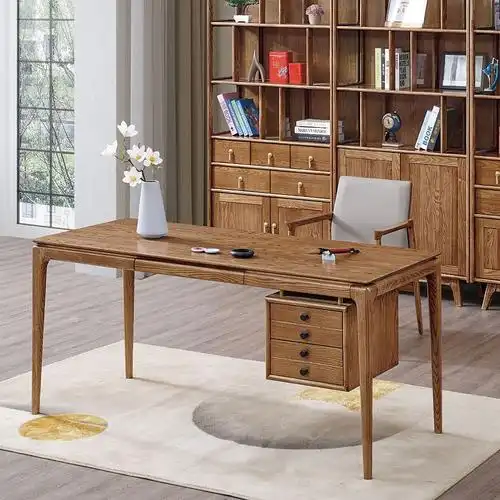 霏梵白蜡木实木书桌家用电脑桌办公桌写字台书房现代简约书桌