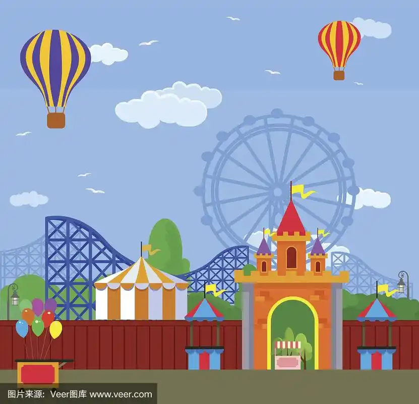 游乐园.矢量平面插图
