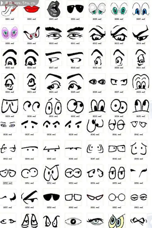 五官表情卡通简笔画