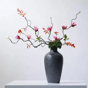 新中式陶瓷花瓶仿真玉兰套装客厅玄关电视柜桌面装饰摆放艺术插花