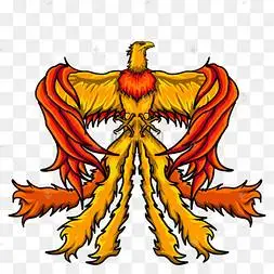 展翅橙色羽毛不死鸟剪贴画