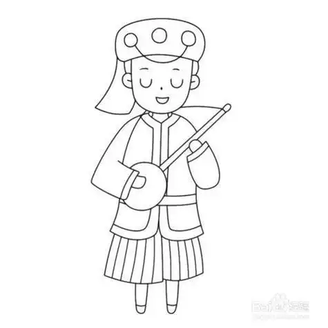 彝族男娃娃简笔画