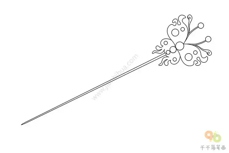 金镶珠石蝴蝶簪简笔画