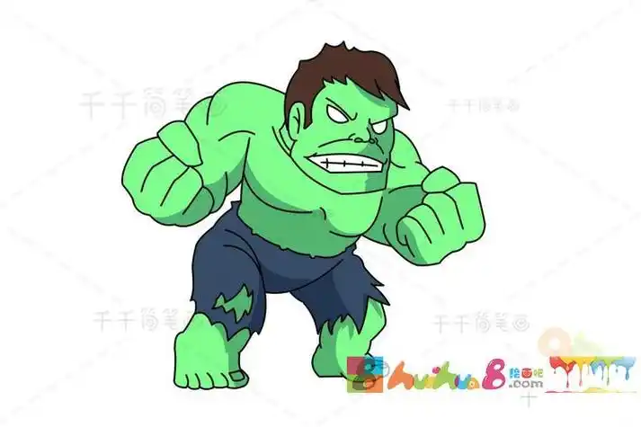 不可思议的浩克 绿巨人简笔画 儿童绘画