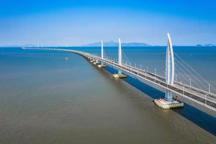 航拍蓝天下的港珠澳大桥图片下载