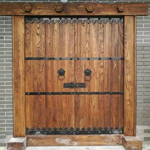 定制定制实木大门双开木门中式别墅庭院门老榆木进户门古建四合院 款