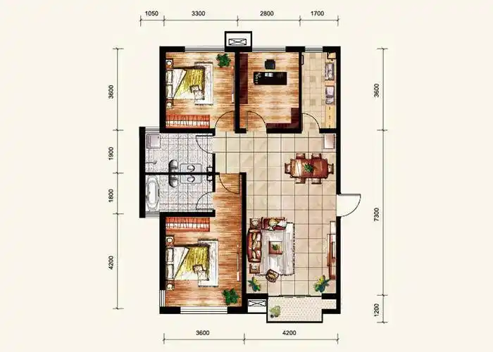 c2户型:3室2厅2卫