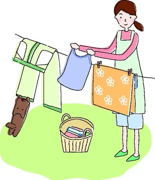 晾衣服的卡通美女矢量图片(图片id:957760)_-生活人物-矢量人物-矢量