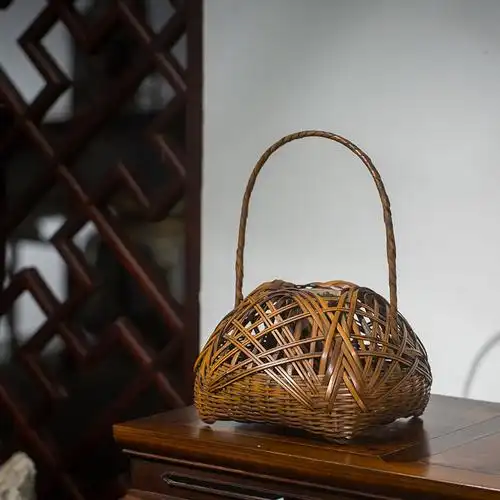 竹编花器手工竹制工艺品收藏客厅办公室装饰摆件摆件