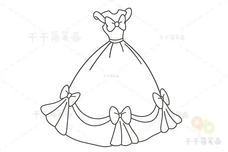 礼服简笔画步骤图_裙子简笔画