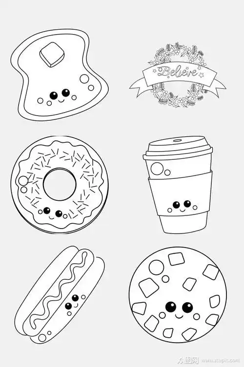 甜甜圈手绘卡通简笔画免抠素材素材