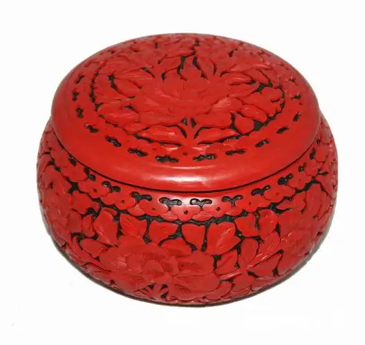 扬州漆器 雕漆围棋盒牡丹工艺品礼品收纳中国红特色