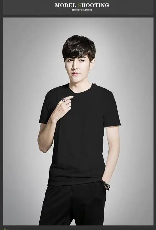 圆领纯色透气修身短袖t恤黑色