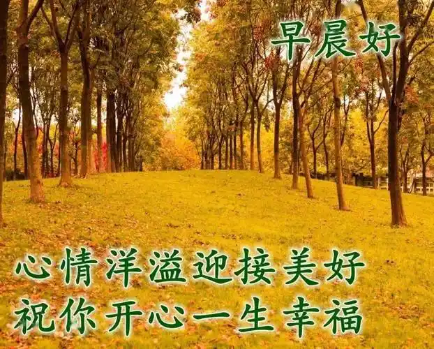 8张最美秋天风景早上好图片带字带祝福语好看的秋日风景早安问候祝福