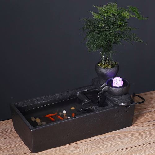 风水轮球水车转轮风车循环水流水水景盆景茶桌上的小摆件