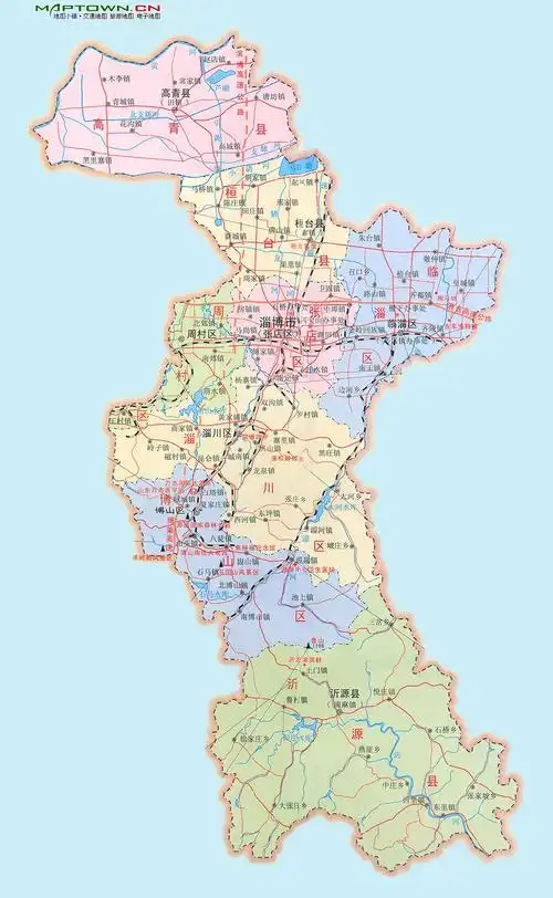 山东省淄博市分区县地图