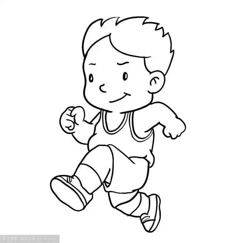 男孩跑步的手绘-矢量图