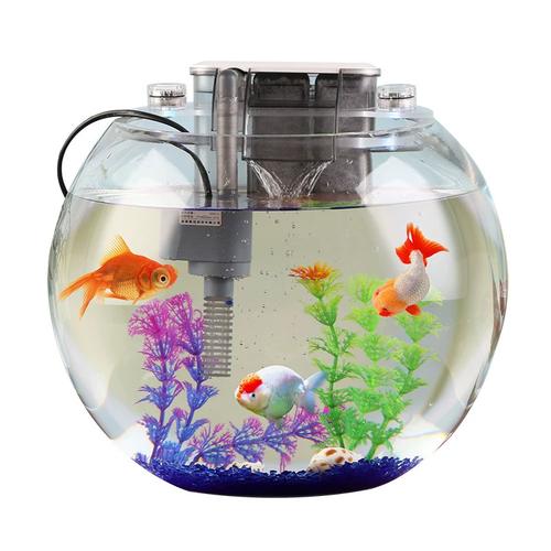 超白玻璃鱼缸客厅桌面家用小型生态免换水懒人圆形金鱼缸增氧过滤