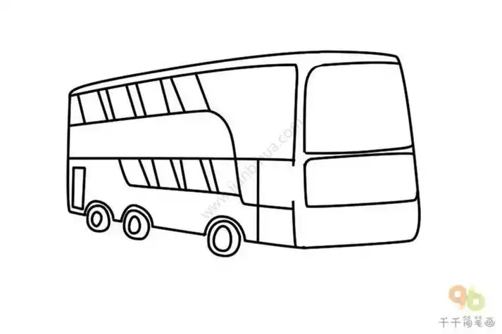 广州双层观光巴士简笔画