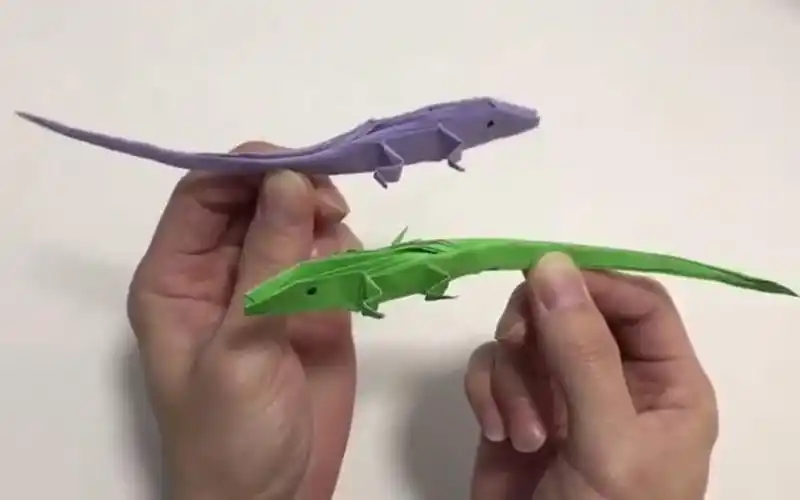 动物折纸:蜥蜴折纸,这个蜥蜴真的很像哦-青青楚楚河河-手工-哔哩哔哩