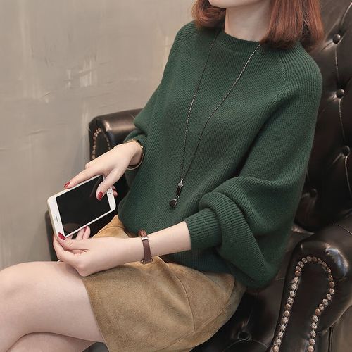 女士秋天蝙蝠衫毛衣高腰篇幅袖蝴蝶衫袖扁蝠时尚2022秋季新款女士毛衣