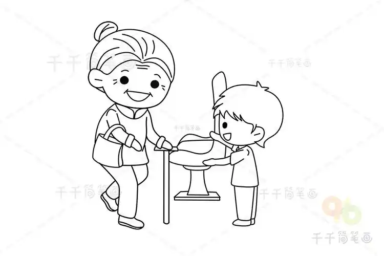 给奶奶让座简笔画