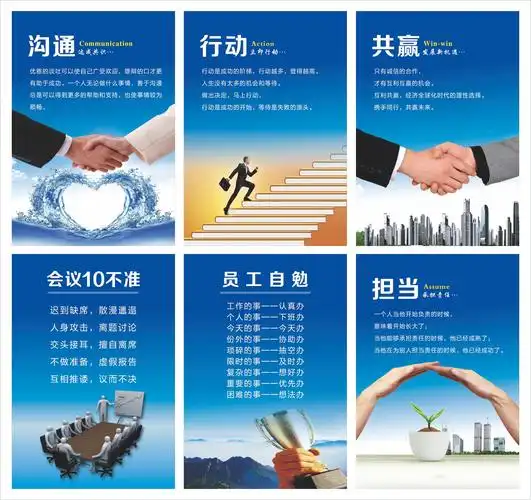 办公室装饰公司标语会议励志背景墙展板走廊宣传海报企业文化挂画
