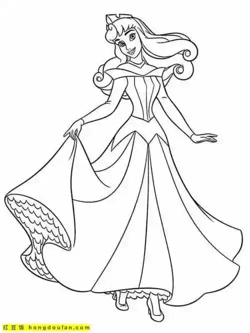 12张睡美人公主涂色图片-红豆饭小学生简笔画大全