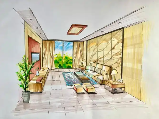 室内客厅手绘效果图78