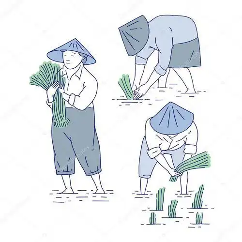 农民种地简笔画彩色