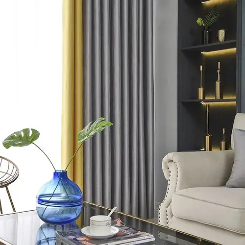 美式轻奢纯色拼接窗帘定制卧室现代简约北欧客厅定制窗帘