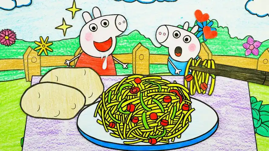手绘定格动画:酸辣爽口的酸辣土豆丝,乔治能吃三碗饭