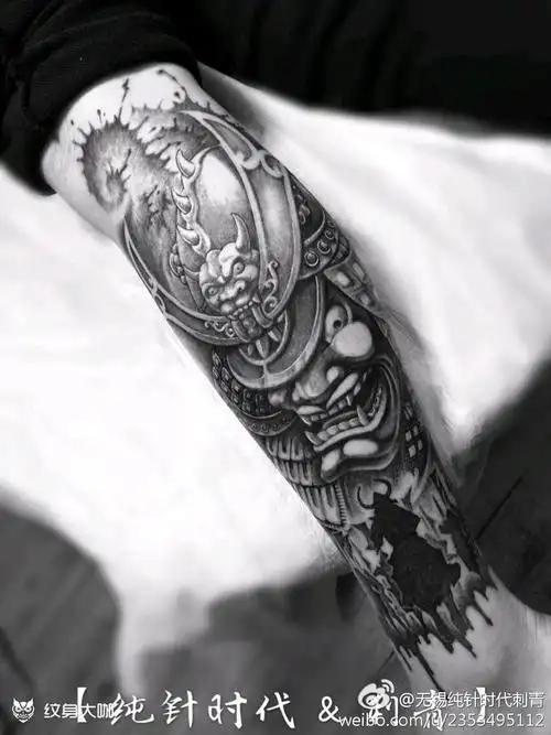 甲胄(鬼武士)_纹身图案手稿图片_莫问的纹身作品集