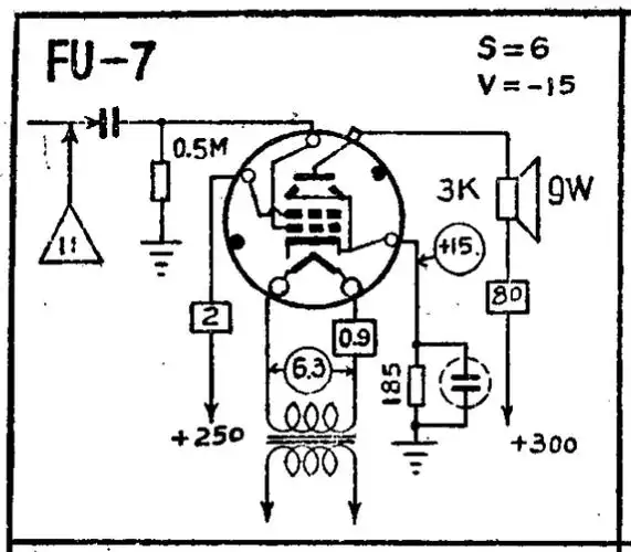 求助谁能设计用6sn7gt和fu7单端胆机功放电路图.
