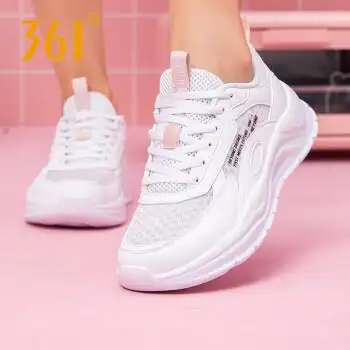 361女鞋运动鞋女跑步鞋老爹鞋夏季透气休闲鞋361度旅游鞋r361度白微